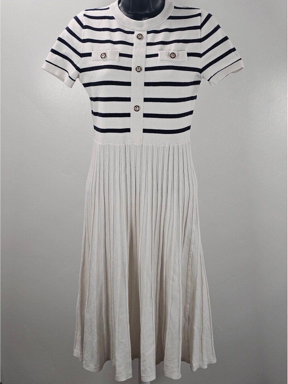 ZESICA Women’s Striped Ribbed Knit Midi Dress